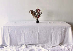 Table Linen: Olive Pinstripe Rectangle Tablecloth