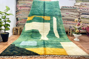 Moroccan Rugs: NEW MOROCCAN RUG GREEN 350X225 (0308)