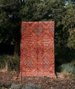 Vintage Rugs: Traditional Red tones Vintage Moroccan Boujaad Rug 3950 x 2000 mm