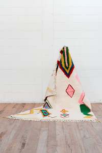 White, Green , Yellow  New Moroccan Beni Ourain Rug  2400 x 1700 mm