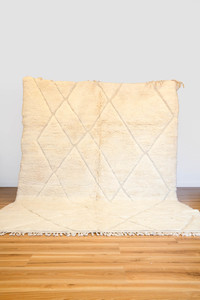 New White Moroccan Beni M'Rirt Rug 3080 x 2270mm