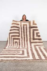 New Moroccan Rugs: Brown & Beige New Moroccan Beni M'Rirt Rug - 3060 x 2120mm