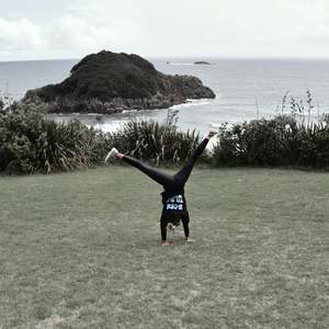 Kate cartwheels in our Born to be Bold Sequin hoodie in New Plymouth