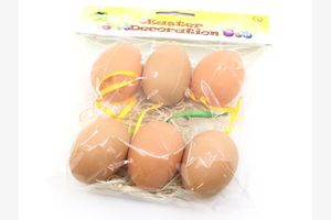 Easter Craft: Plain Eggs With Raffia (4x6cm) 6PK