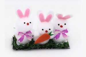 Easter Party Decorations: Pom Pom Bunnies (4cm) 3PK