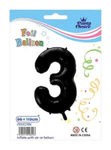 Party: Foil Balloon (66x119cm) Black Number - 3
