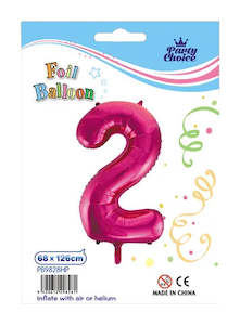 Party: Foil Balloon (68x126cm) Hot Pink Number - 2