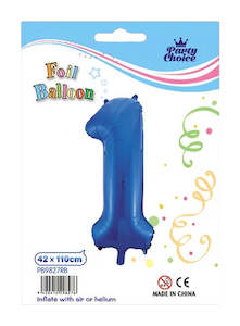 Party: Foil Balloon (42x110cm) Royal Blue Number - 1