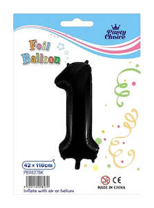 Party: Foil Balloon (42x110cm) Black Number - 1