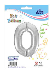 Party: Foil Balloon (83x113cm) Silver Number - 0