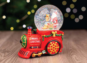 Christmas: Musical Snow Globe (100mm) Train Engine - Red