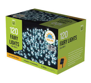 Christmas: Solar LED Fairy Lights 120PC - Cool White