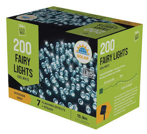 Christmas: Solar LED Fairy Lights 200PC - Cool White