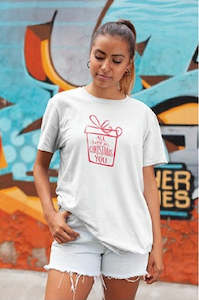 Ladies Foiled Print Christmas T-Shirt (All I Want)