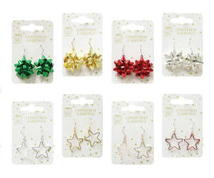 Christmas Metal Earrings - Bow or Star