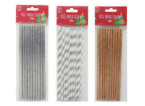 Christmas Party Ware: Foil Paper Straws 20PK