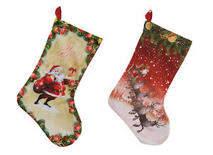 Christmas Party Ware: Traditional Xmas Stocking With Print (50cm)