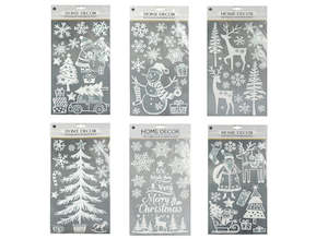 White Sketch Style Window Cling Decorations