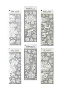 Glitter Snowy White Window Cling Decorations