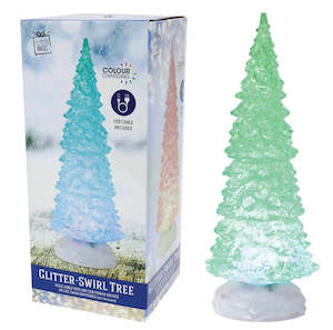 LED Glitter Swirling Tree With USB Changer (26cm)
