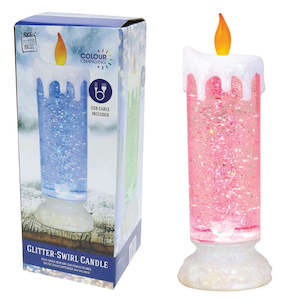 Christmas Party Ware: LED Glitter Swirling Candle With USB Changer (24cm)