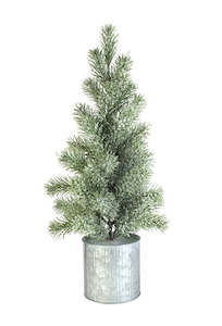 Christmas Trees: Decorative Icy Tree In Tin Pot (55cm)