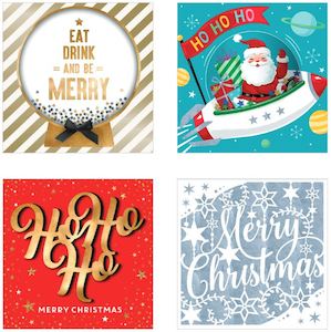 Christmas Cards: Christmas Gift Cards 5PK - 3D Contemporary