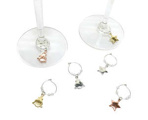 Christmas Gift Ware: Metallic Wine Charms 6PK