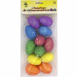 Easter Glitter Polystyrene Eggs (3x5cm) 12PK
