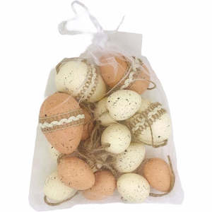 Easter Party Decorations: Plastic Easter Eggs In Mesh Bag 12PK
