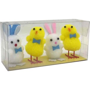 Fluffy Easter Characters (4cm) 4PK - Chick/Bunny