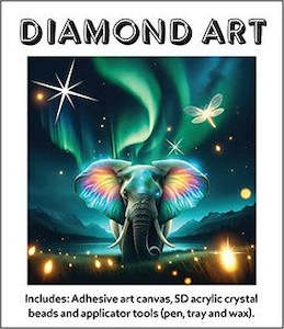 Art: 5D Diamond Art Kit (30x30cm) - Night Elephant