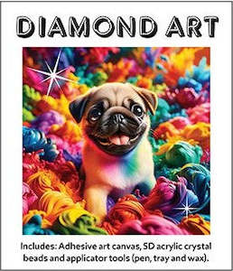 5D Diamond Art Kit (30x30cm) - Rainbow Pug