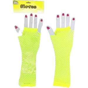 Costumes Accessories: Dress Up Accessory - Long Fishnet Gloves (Yellow)