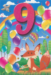 Glitter Party Age Greeting Card - Pink Fox (9)