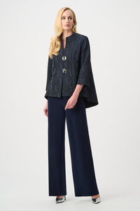 Joseph Ribkoff Foil-Textured Jacquard Trapeze Jacket