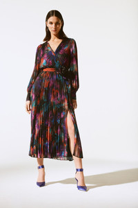 Products: Joseph Ribkoff Floral Print Chiffon Pleated Dress