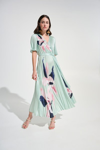 Joseph Ribkoff Signature Satin Floral Print Fit and Flare Dress