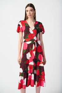 Products: Joseph Ribkoff Floral Print Belted Wrap Dress