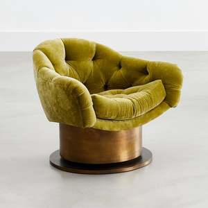 Occasional Chairs: Turn Around Swivel Club Chair – Metal Base