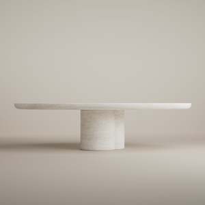 Tomoon Dining Table Oval - Travertine Osso