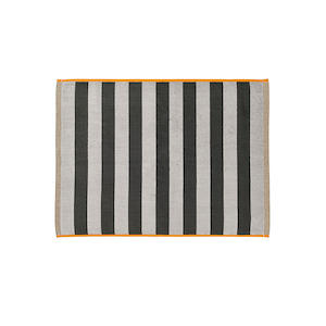 Aura Home: Stripes Bath Mat | Charcoal & Tangerine