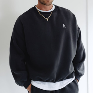 Tops: UNISEX crewneck sweatshirt Charcoal