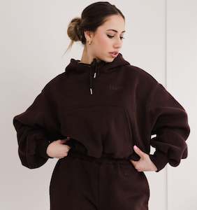 Tops: Cosy · Crop hoodie Dark Brown