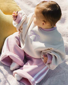 Mini cosy pullover . snow/pale pink