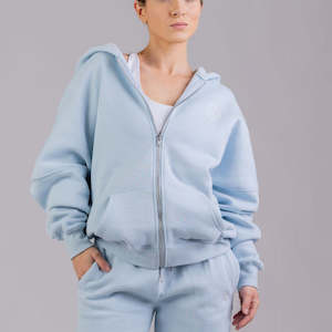 Tops: Zip up hoodie Sky blue