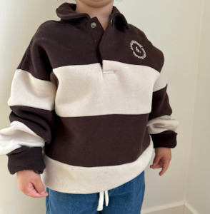 New: Mini polo sweater Dark brown cream