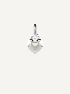 Love Heart Charm, White Opal