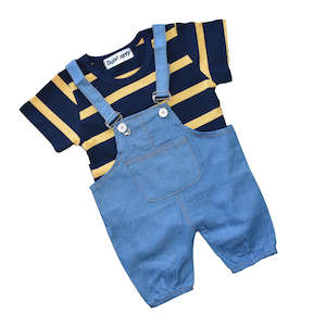 Boy: Baby Boy Stripe Pattern Tee and Shorts Set Black