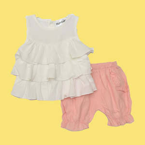 Girl: Baby Girl 2pc Tee & Shorts Set White